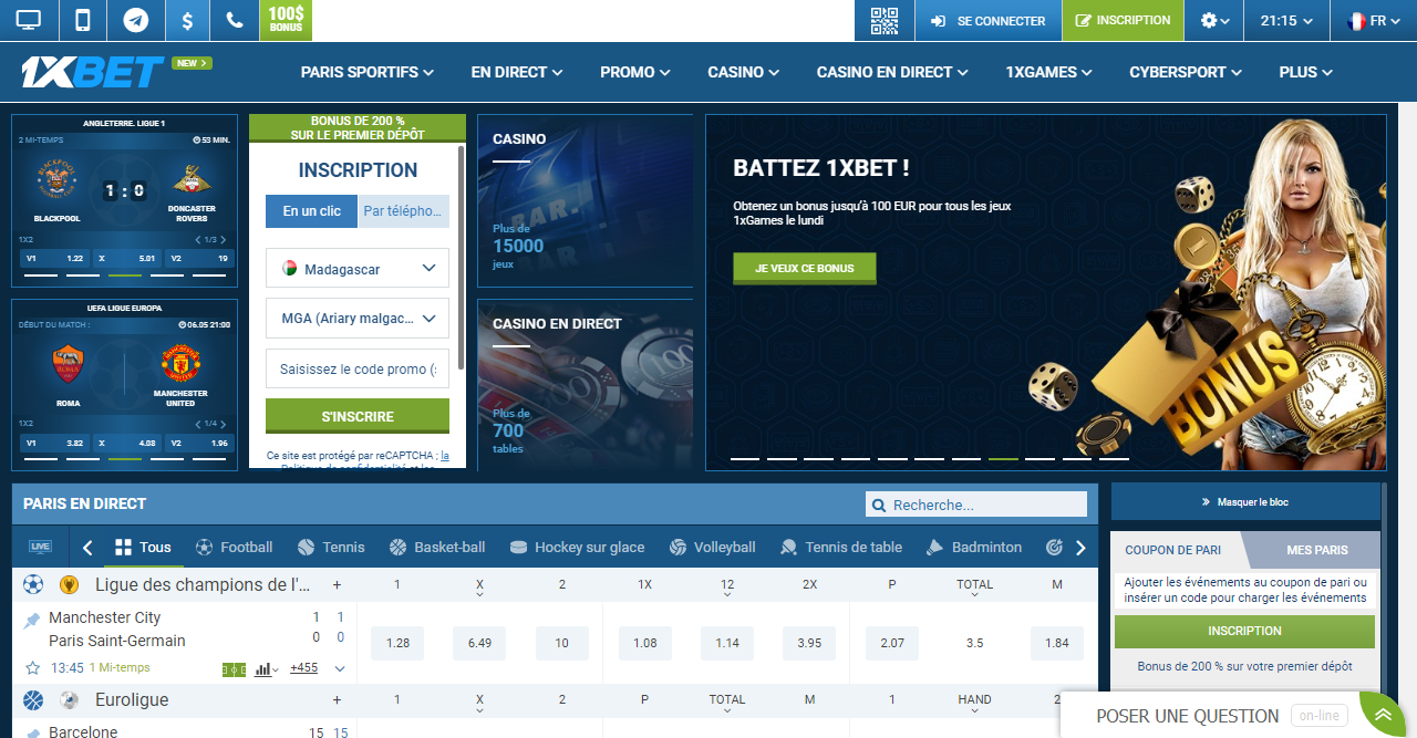 1xBet inscription
