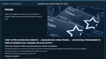 1xBet - Magasin des codes promo