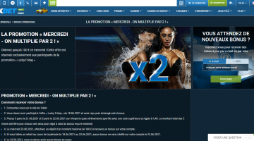 1xBet - Mercredi - on multiplie par 2