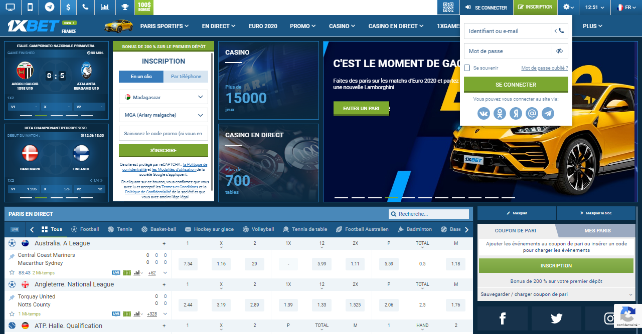 1xBet connexion