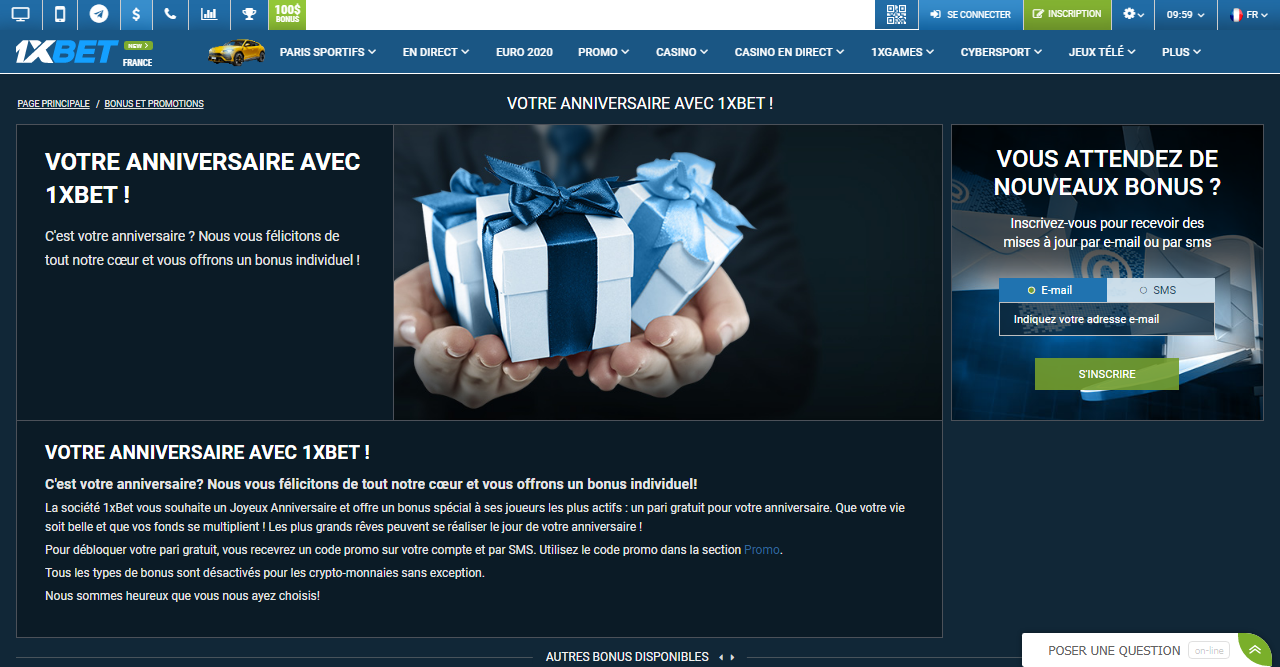 Votre anniversaire avec 1xBet