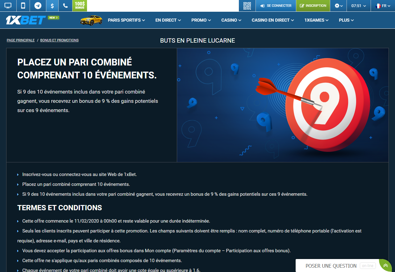 1xBet - Buts en pleine lucarne