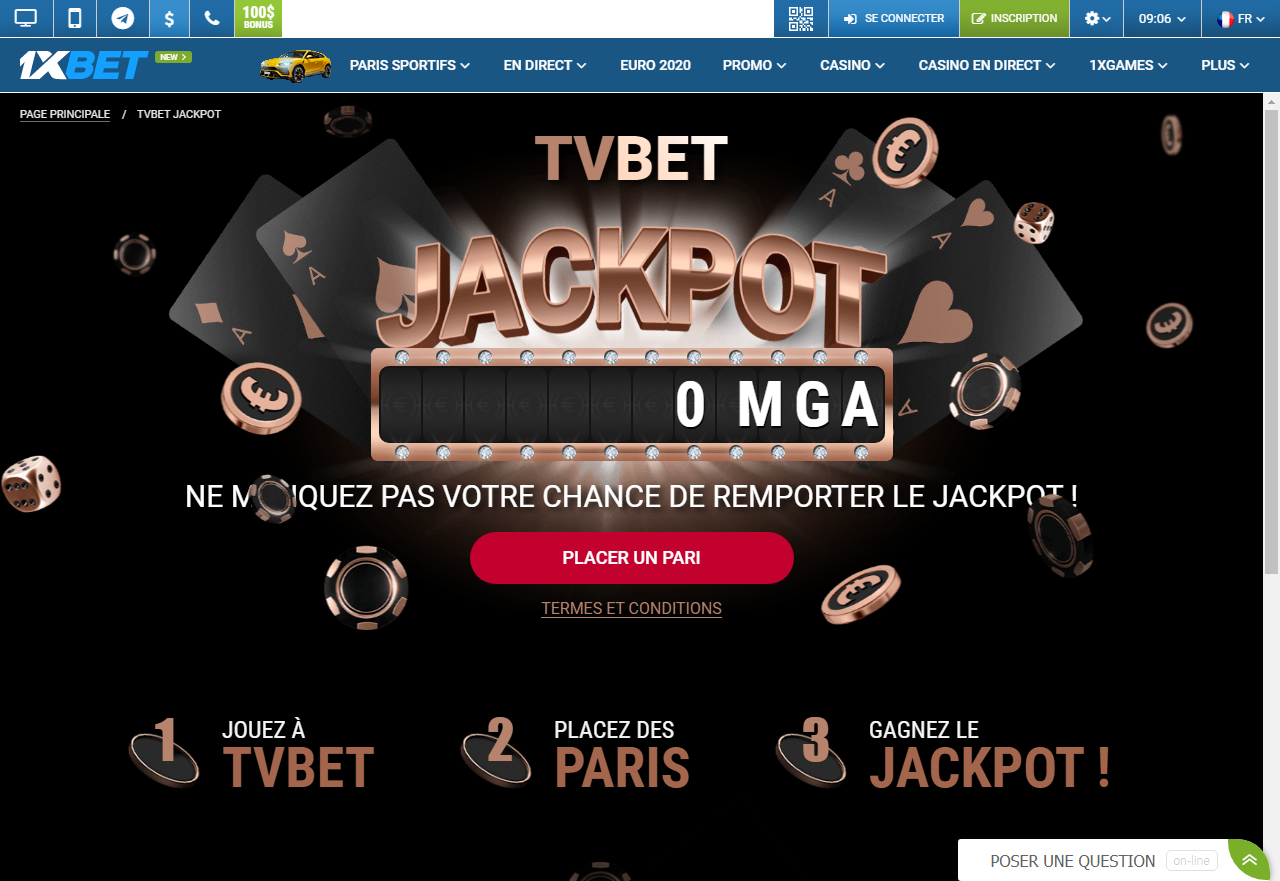 1xBet - TVBet jackpot