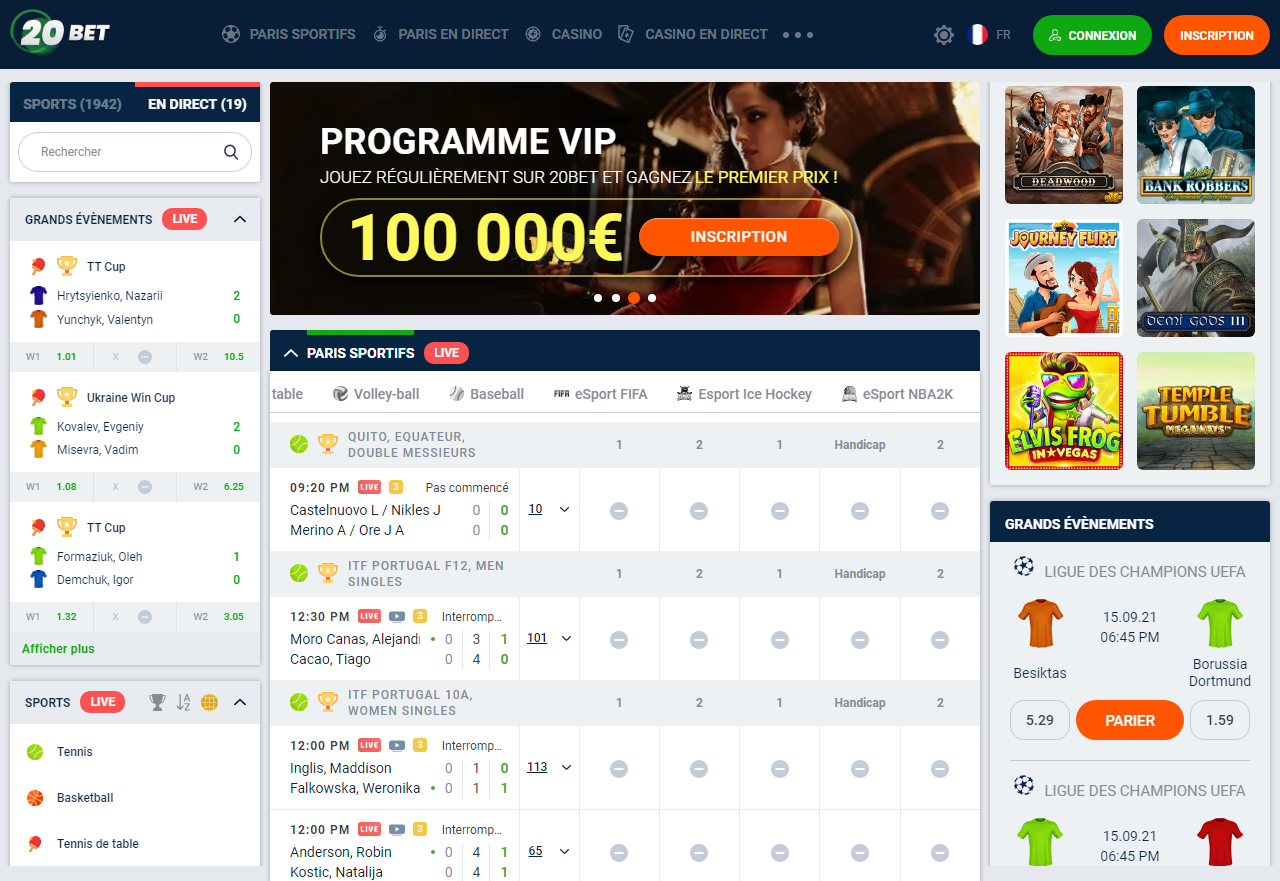 20Bet pour Android