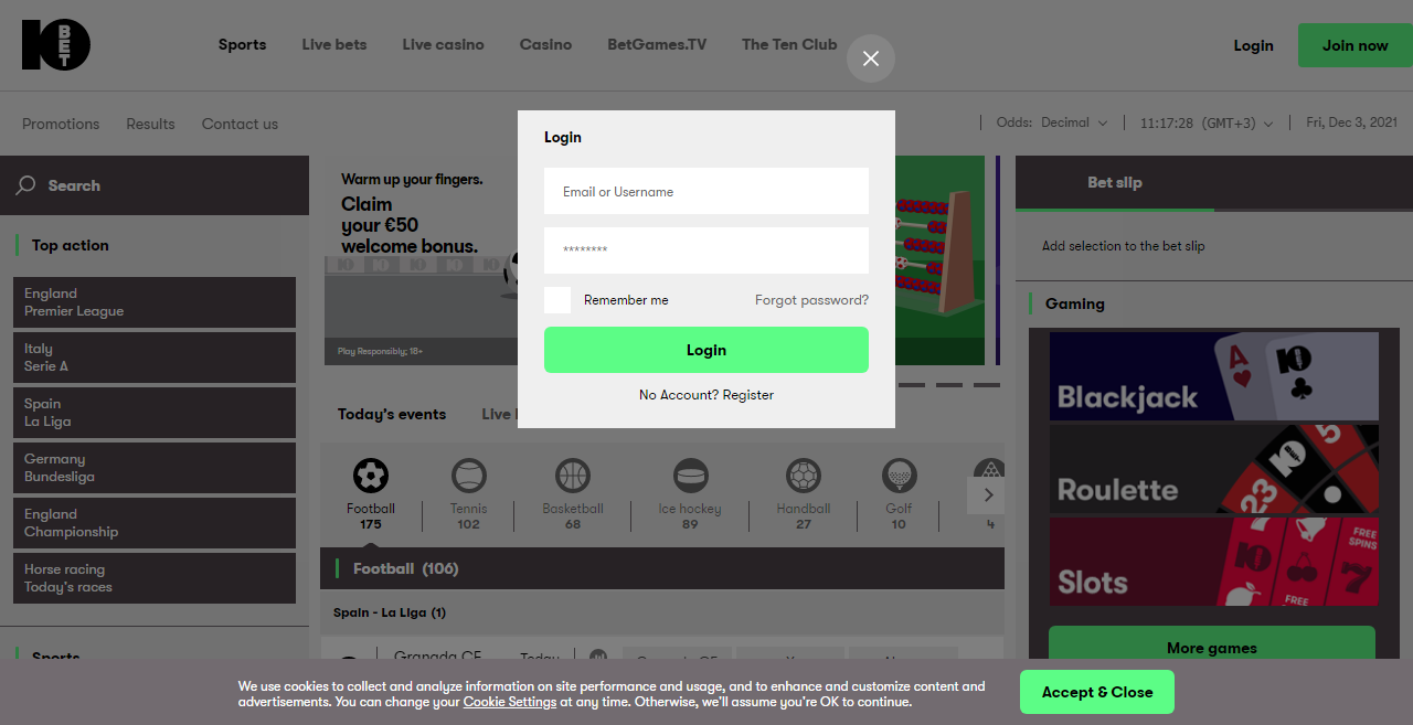 10Bet Login
